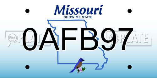 0AFB97 Missouri License Plate