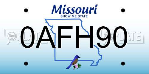 0AFH90 Missouri License Plate