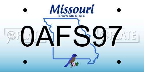 0AFS97 Missouri License Plate