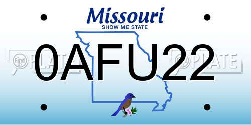 0AFU22 Missouri License Plate