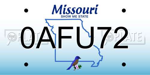 0AFU72 Missouri License Plate