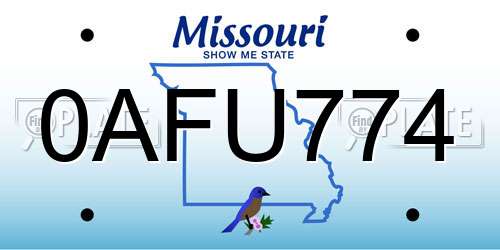0AFU774 Missouri License Plate
