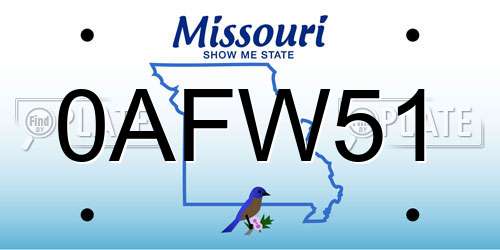 0AFW51 Missouri License Plate