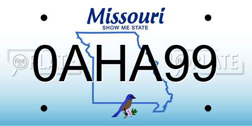 0AHA99 Missouri License Plate