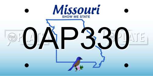 0AP330 Missouri License Plate