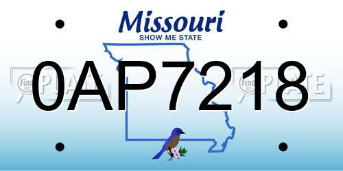 0AP7218 Missouri License Plate