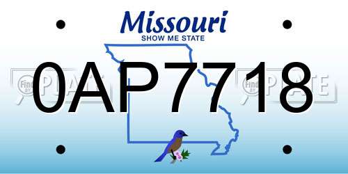 0AP7718 Missouri License Plate