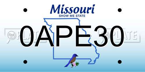 0APE30 Missouri License Plate