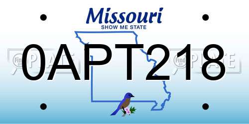 0APT218 Missouri License Plate