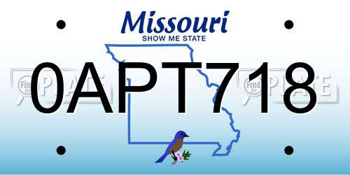 0APT718 Missouri License Plate