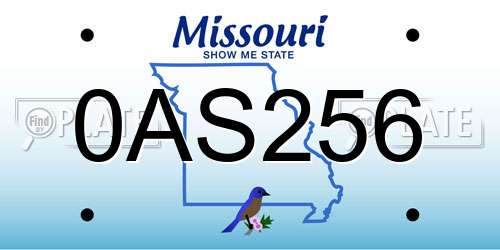 0AS256 Missouri License Plate