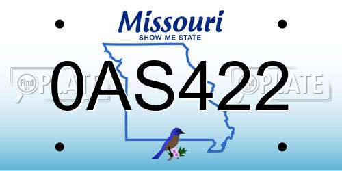 0AS422 Missouri License Plate