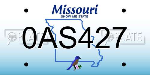 0AS427 Missouri License Plate