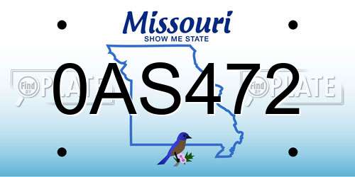 0AS472 Missouri License Plate