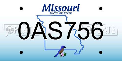 0AS756 Missouri License Plate