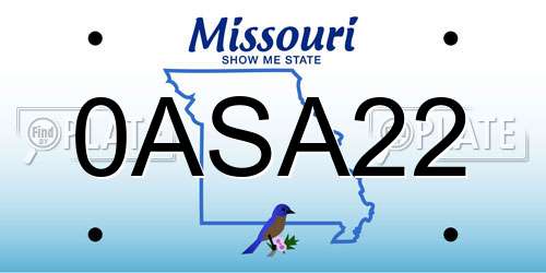 0ASA22 Missouri License Plate