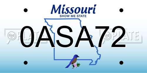 0ASA72 Missouri License Plate