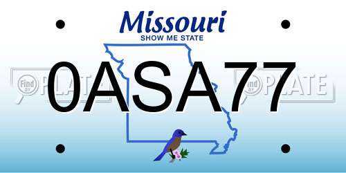 0ASA77 Missouri License Plate