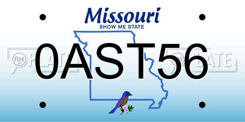 0AST56 Missouri License Plate