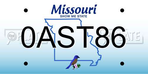 0AST86 Missouri License Plate
