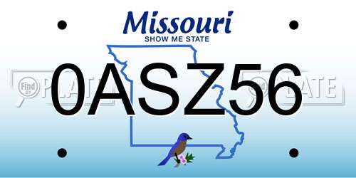 0ASZ56 Missouri License Plate