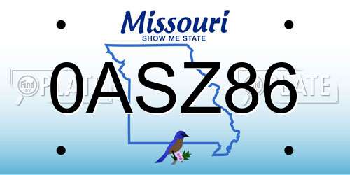 0ASZ86 Missouri License Plate
