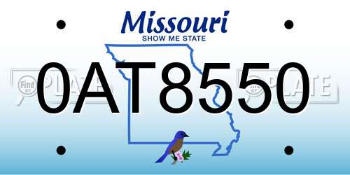 0AT8550 Missouri License Plate