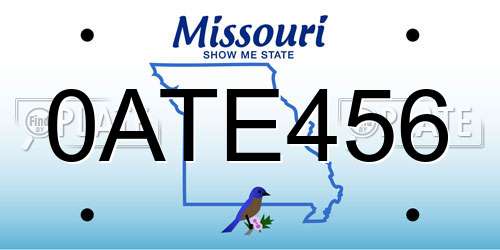 0ATE456 Missouri License Plate