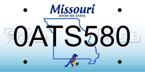 0ATS580 Missouri License Plate