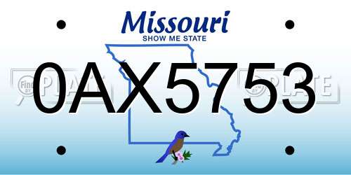 0AX5753 Missouri License Plate