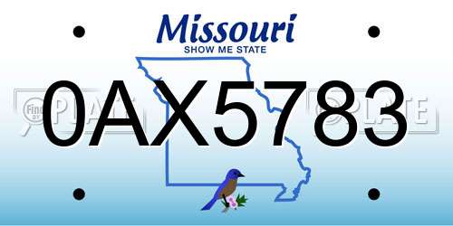0AX5783 Missouri License Plate