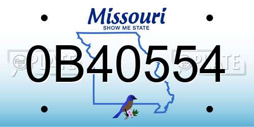 0B40554 Missouri License Plate