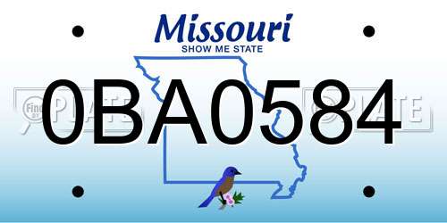 0BA0584 Missouri License Plate