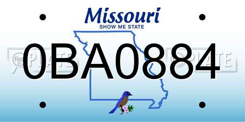 0BA0884 Missouri License Plate