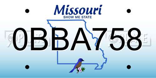 0BBA758 Missouri License Plate