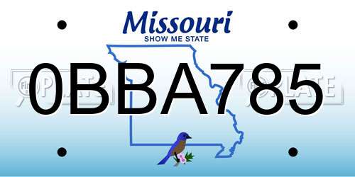 0BBA785 Missouri License Plate