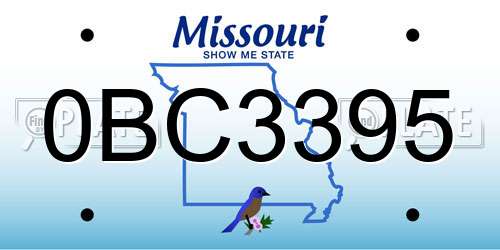 0BC3395 Missouri License Plate