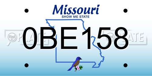 0BE158 Missouri License Plate