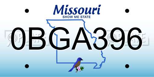 0BGA396 Missouri License Plate