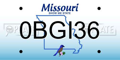 0BGI36 Missouri License Plate