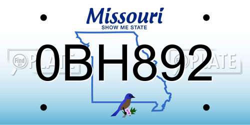0BH892 Missouri License Plate