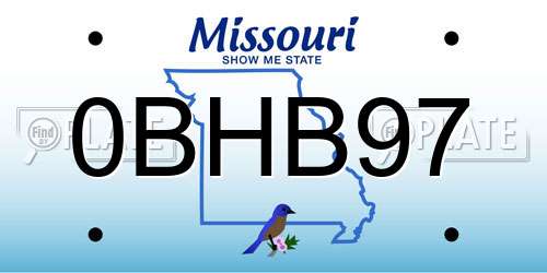 0BHB97 Missouri License Plate