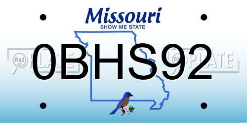 0BHS92 Missouri License Plate
