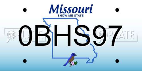 0BHS97 Missouri License Plate