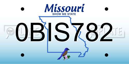 0BIS782 Missouri License Plate