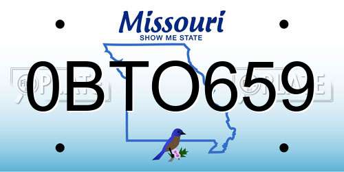 0BTO659 Missouri License Plate