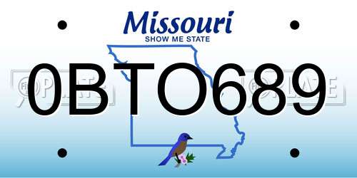 0BTO689 Missouri License Plate