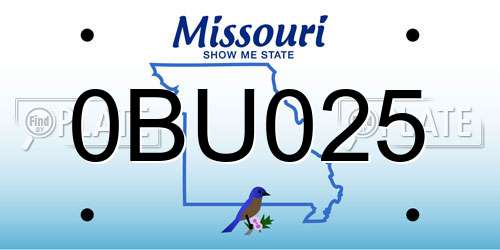 0BU025 Missouri License Plate