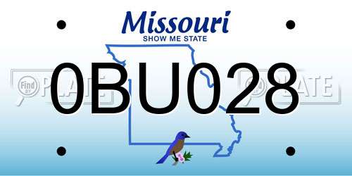 0BU028 Missouri License Plate