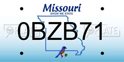 0BZB71 Missouri License Plate
